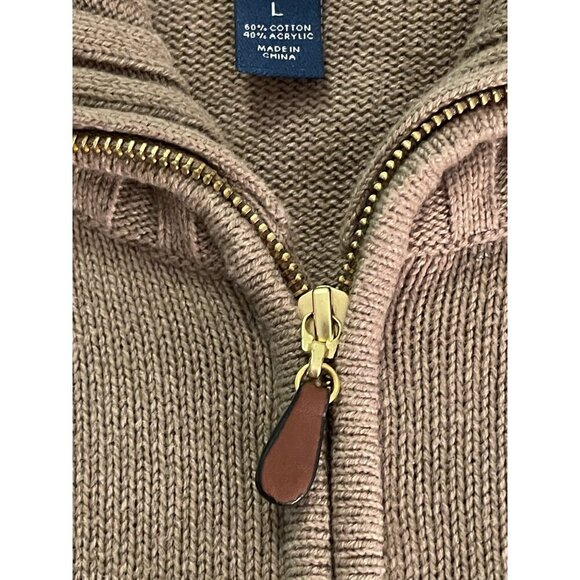 Karen Scott Womens Tan Zip-Up Cardigan Sweater Large Cotton Blend With Pockets & - Picture 6 of 16